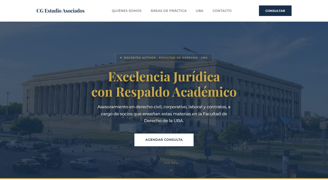 Captura de CG Estudio Asociados: hero institucional del estudio jurídico